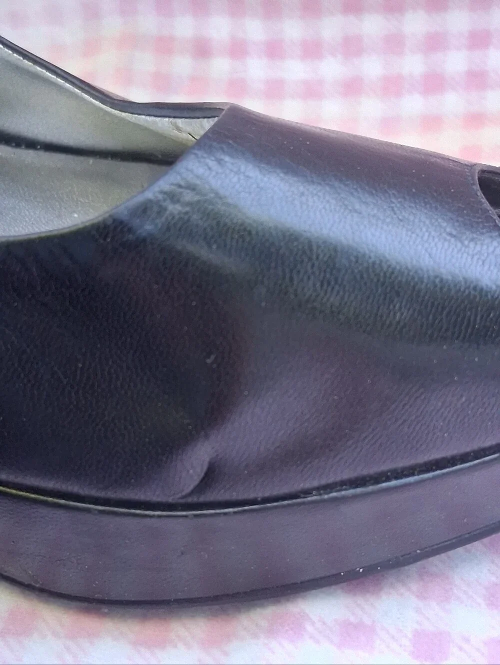 GUESS Black Peep-Toe Slingback Heels